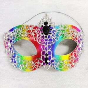 Silver Rainbow mask, Masquerade mask, Cosplay mask, ball party mask, Prom mask